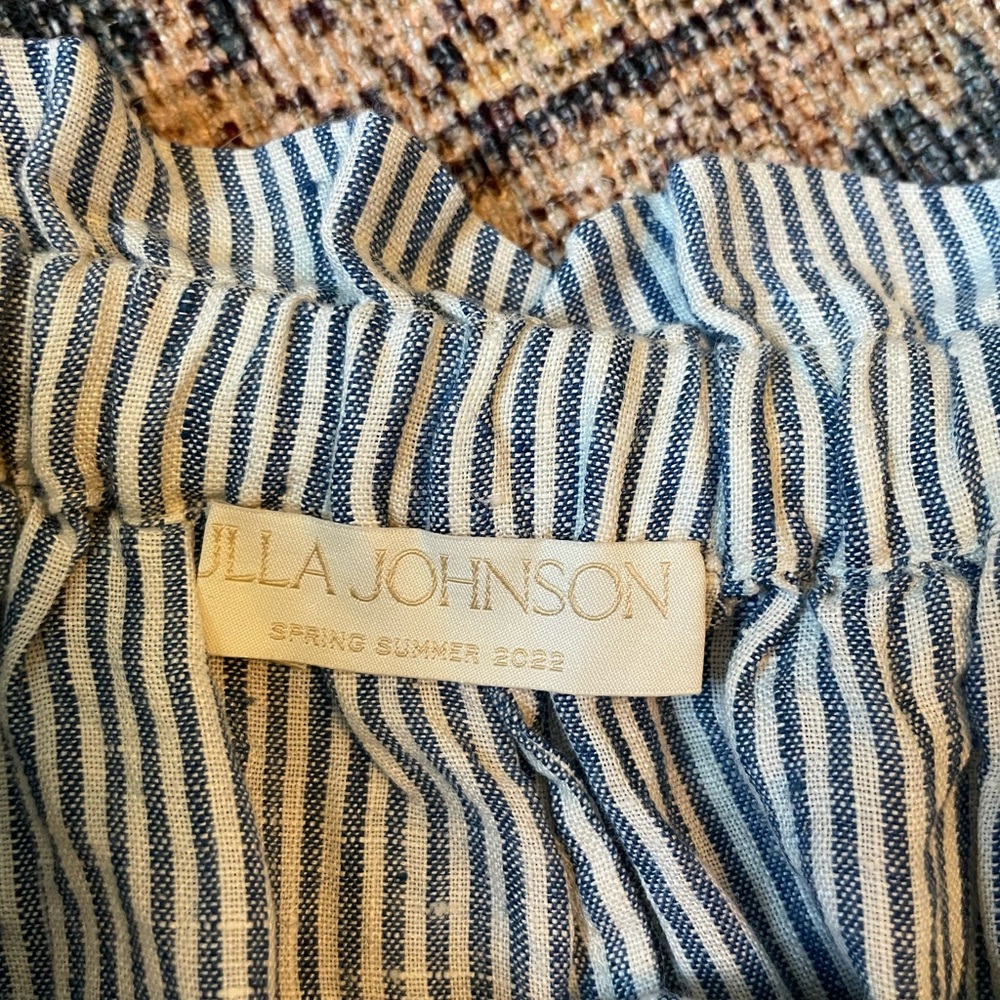 Ulla Johnson Striped Blue and White Women's linen drawstring Shorts - Picture 2 of 4